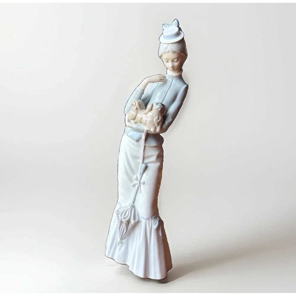 Lladro Traveling Companions 6753 Porcelain Figurine Lady Dog Parasol Vintage 70s